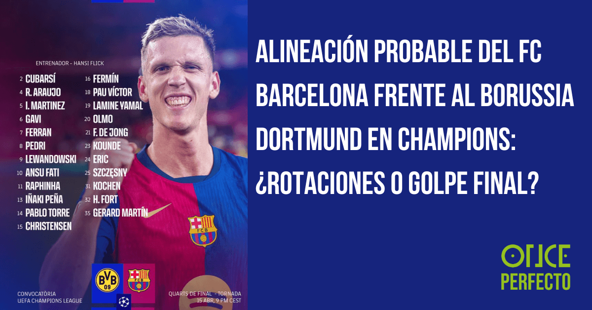 El Barça llega con una cómoda ventaja de 4-0 ante el Dortmund y Flick podría introducir novedades en el once. Dani Olmo regresa a la convocatoria y Balde es baja por lesión.